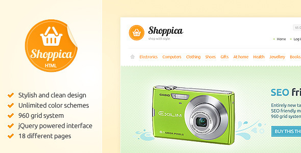 Shoppica - Premium HTML E-commerce Theme - Retail Site Templates