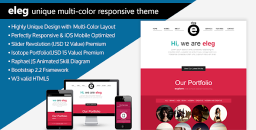 ELEG - Unique Multi-Color Responsive HTML5 Theme - Creative Site Templates