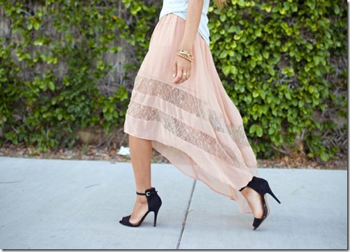 Asymmetric blush skirt