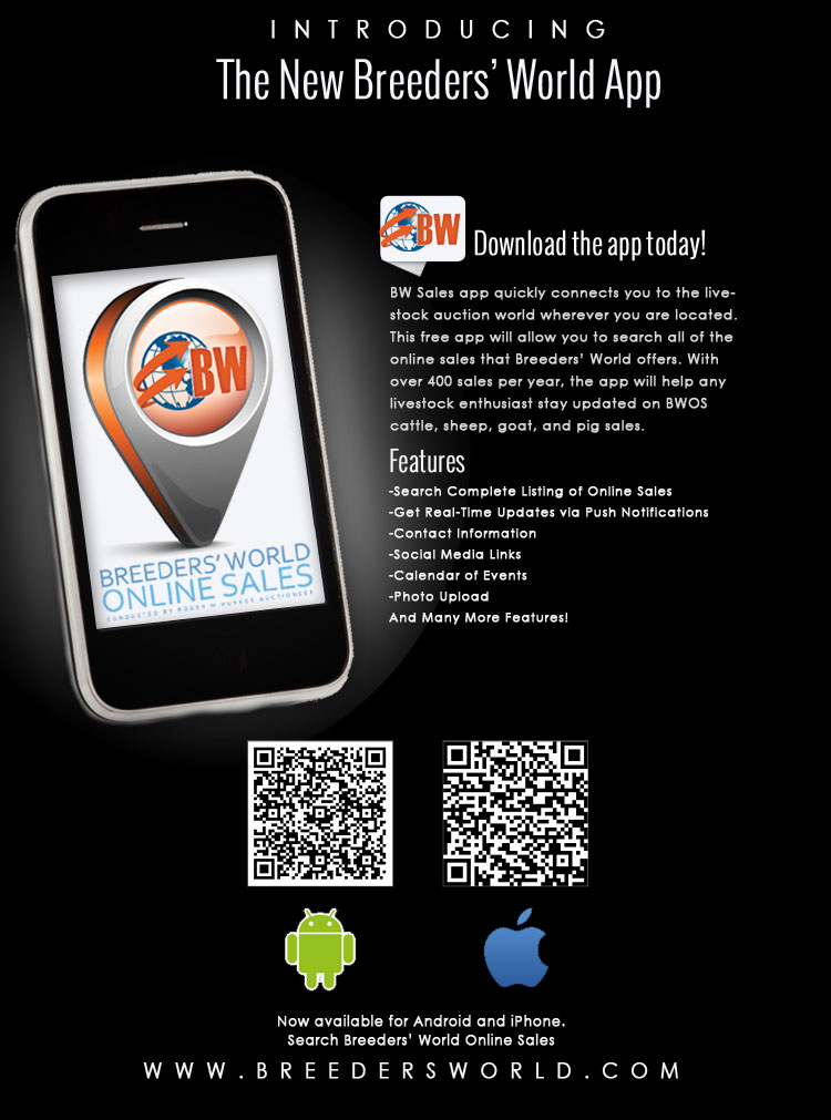 Check out the New Breeders’ World Online Sales App. Available for I