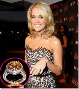 Carrie Underwood With Her Diamond Engagement Ring