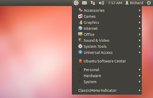 Classic Menu Indicator su Ubuntu