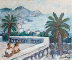 Sydländskt landskap Art. nr  10038. Tavelmått ink. ram 65x56 Signerad  Bertil Wahlberg