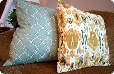 Pottery Barn pillows with placemats