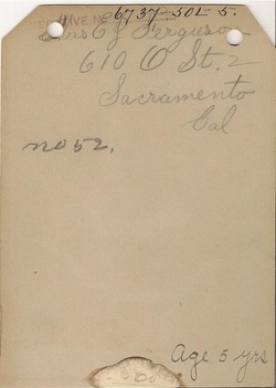 Hazel 5 years old in 1895 back Hazel 5 years old in 1895 back
