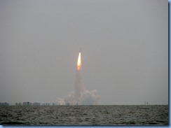 7975 private boat charter with Capt. Ron Presley  and his wife Karen - Banana River, Florida - Kennedy Space Center - Atlantis blasts off marking final NASA shuttle launch