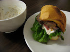 Dinner the next night was lamb sandwiches. I mixed the roasted lemons and garlic from the lamb marinade with mayo and yogurt to make a spread.