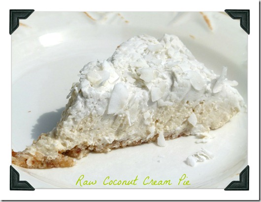Raw coconut cream pie