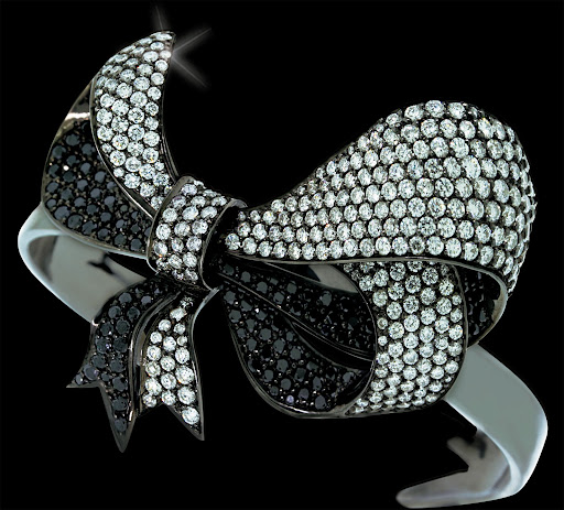 This black and white diamond bow cuff would be a sweet accent to a feminine dress.