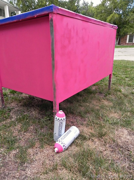 desk painted with plutonium spray paint