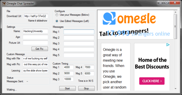 Increase Adf.ly Clicks through Omegle Chat Spreader Increase Adf.ly Clicks through Omegle Chat Spreader