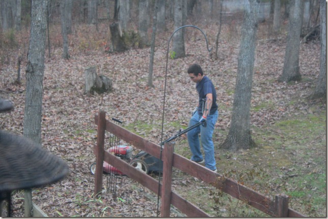 Travis bagging leaves