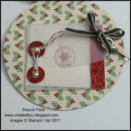 Santas_Magic_Key, Ornament_Card, round_Tab_Punch, Holiday_mini, New_Product, DSP, Sharon_Field, Holly_Berry_Bouquet, santas_Magic_Key_Poem, tutorial, Quilted_Satin_Ribbon, Simply_Scored, Createdyu_Blogspot, Online_Shopping, Red_Glimmer_Paper