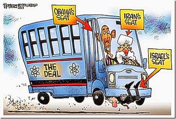 Obama-Iran Deal - Israel Under Bus toon Obama-Iran Deal - Israel Under Bus toon