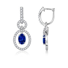 Oval Sapphire and Diamond Hoop Earrings