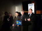 Bob Perry, Vice President, Panasonic Consumer Electronics Company, addresses the media at Panasonic's 3D event at Best Buy's NYC Union Square location.  He is joined by representatives from Best Buy, Fox Video, and DirecTV.