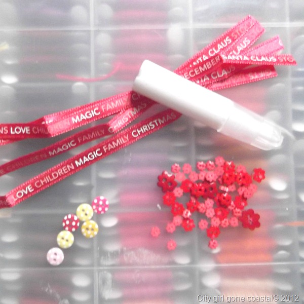 ribbon glue and buttons