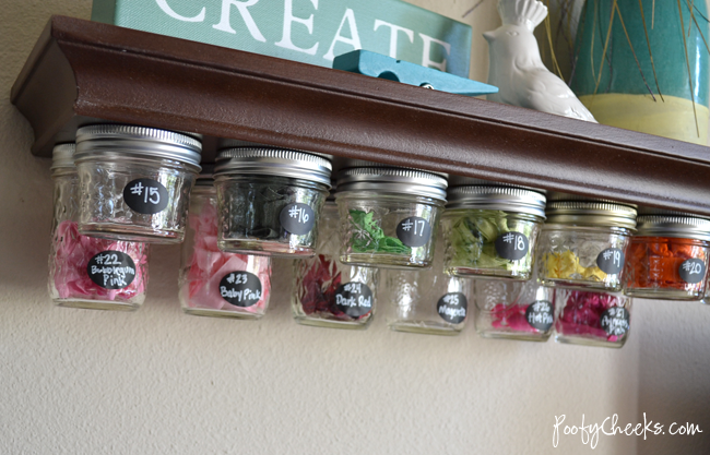 Mason Jar Storage Shelf Tutorial by Poofy Cheeks Mason Jar Storage Shelf Tutorial by Poofy Cheeks