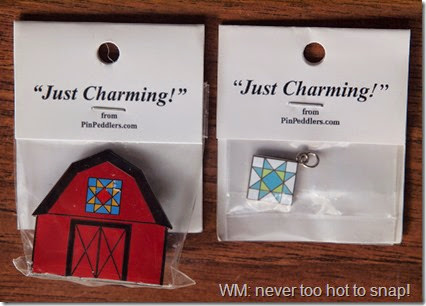 2014 quilt barn pin and charm from Sharon Vrooman