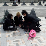 group orgy on Jingu bridge in Harajuku, Tokyo, Japan