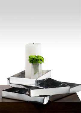 Rectangular aluminum trays.