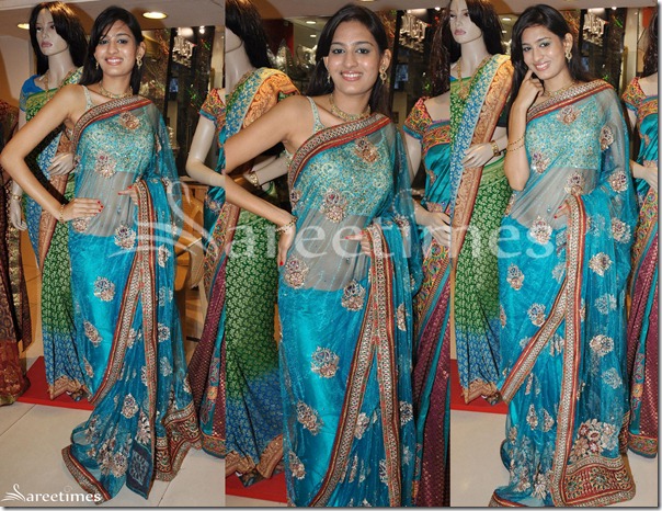 Blue_Embroidery_Shimmer_Faux_Georgette_Saree