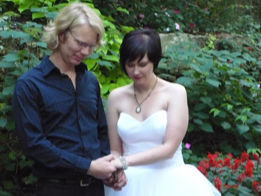 Kevin Gehrig and Stacia Skinner eloped to Eureka Springs earlier this fall to get married. A month later, Kevin had to miss his own wedding reception in Springfield, due to the flu. (Photo provided to KSMU by Stacia Skinner)