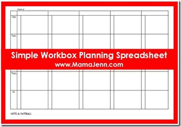 Simple Workbox Planning Spreadsheet