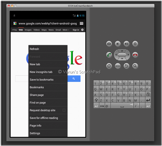 Android 4.0 SDK - Ice Cream Sandwich Browser Options