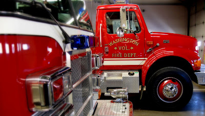 Fire trucks were parked inside the Fire Station Monday before being moved out to accommodate the 1500-1600 people the department expects to serve (Ben Stanton/KCII).