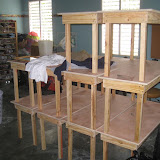 Made set of new desks for the second grade class.