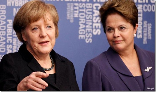 chanceler alemã Angela Merkel (e) e Dilma