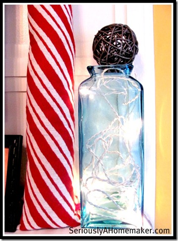 christmas lights in vase