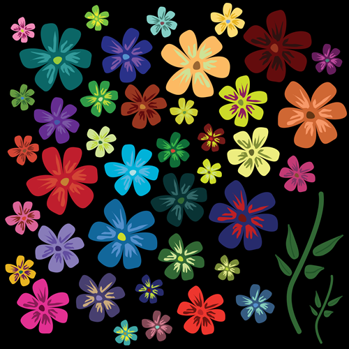 Vector - Flowers_black_BG by DragonArt Vector - Flowers_black_BG by DragonArt