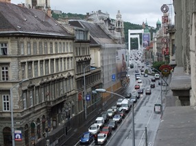 vista desde la habitación del hostal, Budapest 