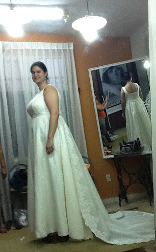 Rosma at a fitting.