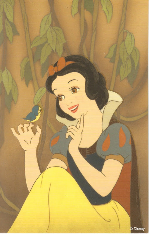 34明信片 白雪公主 白雪公主和鳥兒打招呼 複製賽璐珞片組 迪士尼藝術家
