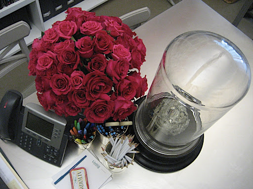 A collection of writing instruments are always at the ready.  I like to keep them in silver cups. Alexis, Martha's daughter, gave me the Sharpies, and Martha gave me the Le Pens in turquoise, brown and black.  I have a piece of fool's gold under the glass dome.