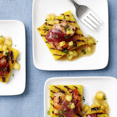 Pineapple Polenta Squares with Shrimp