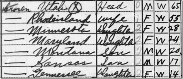 Utah and Rhode Island Crosen family in 1940