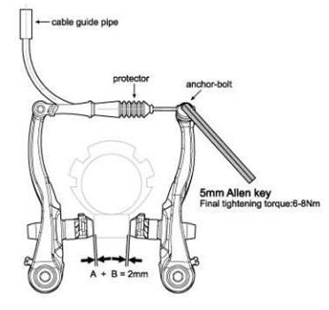 adjusting linear pull brakes