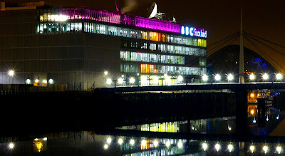 On a stopover in Glasgow I took a couple of night-time shots of the waterfront - this is the BBC building