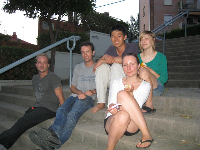 Random group on the stairs at 7am
