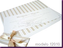 Convite de Casamento Champagne, Convite com listras, Convite tons past&eacute;is, la&ccedil;o borboleta, chanpagne