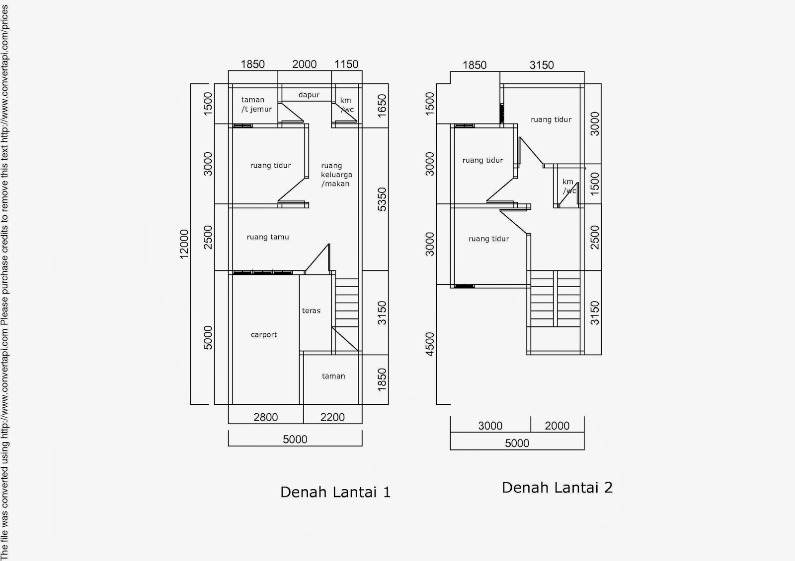 DIWANGKORO ARSITEK: Rumah Tinggal 2 Lantai di tanah ukuran 5x12