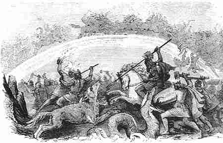 Odin Fighting Fenrir At Ragnarok, Asatru Gods And Heroes