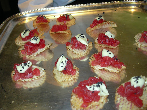 Tuna Tartare with Wasabi Mayonnaise on Homemade Potato Chips