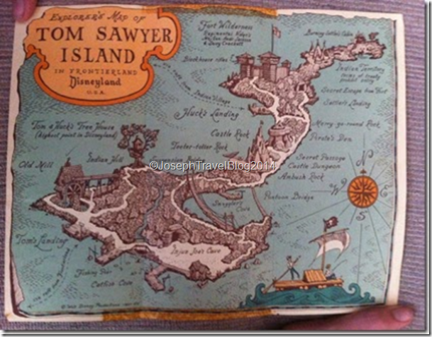Vintage Disneyland Map of Tom Sawyer Islnad 1957