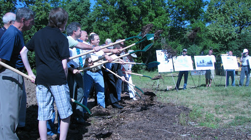 The Committee members break first ground at the site for the Valley Water Mill Education Center. (Photo by: Kenrick Nobles)
