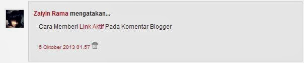 Hasil Cara Memberi Link Aktif Pada Komentar Blogger
